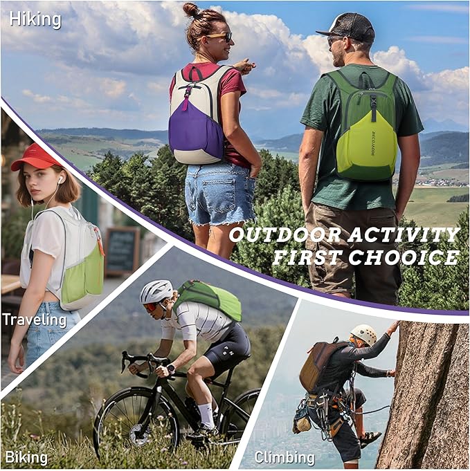 BECOJADDE 15L Small Hiking Backpack for Men Women Foldable Packable Back Pack Ultralight Hiking Daypack for Travel Camping Outdoor, Black