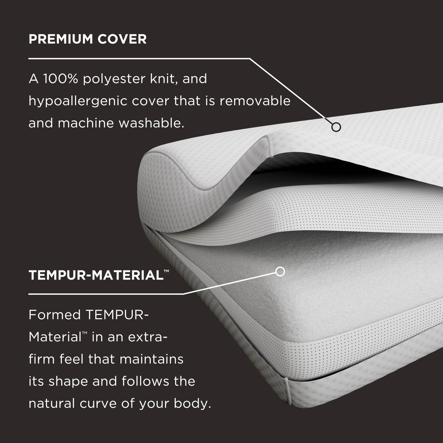 Tempur-Pedic TEMPUR-Ergo Neck Pillow, Large Profile, White