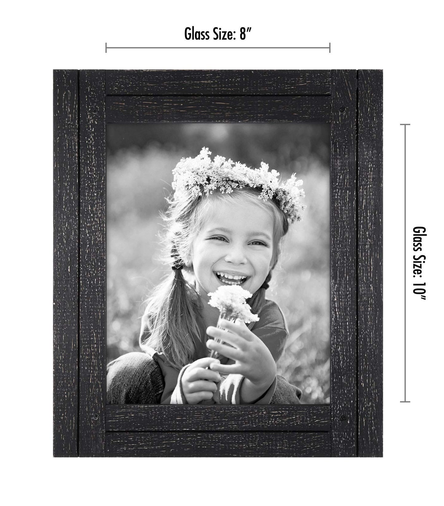 Americanflat 8x10 Picture Frame with Polished, Crystal Clear Glass - Hampton Collection - Distressed Wood Picture Frames for Tabletop and Wall Display - Charcoal Black