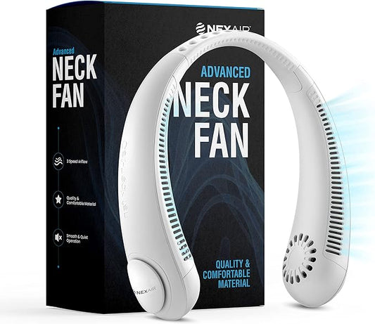NEXAIR Portable Neck Fan -3 Speed Rechargeable Bladeless Neck Cooler, Quality Comfortable Lightweight, Personal Neck Fan For Women & Men Modern Design, Great Cooling Fan For Travel, Outdoors & Sports