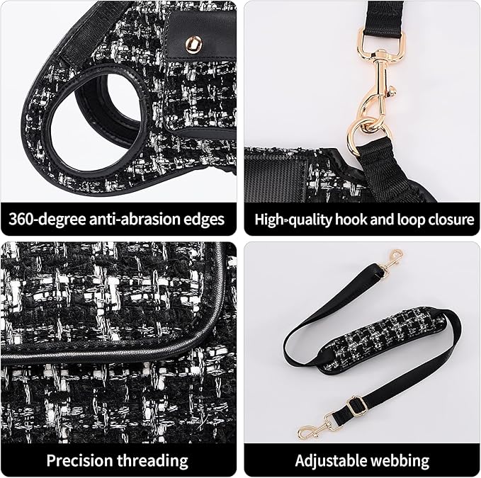 Wakytu Dog Lift Harness Dog Carrier Dog VES Harness Adjustable Dog Leash with Small Puppy Treat Bag（Black,S）