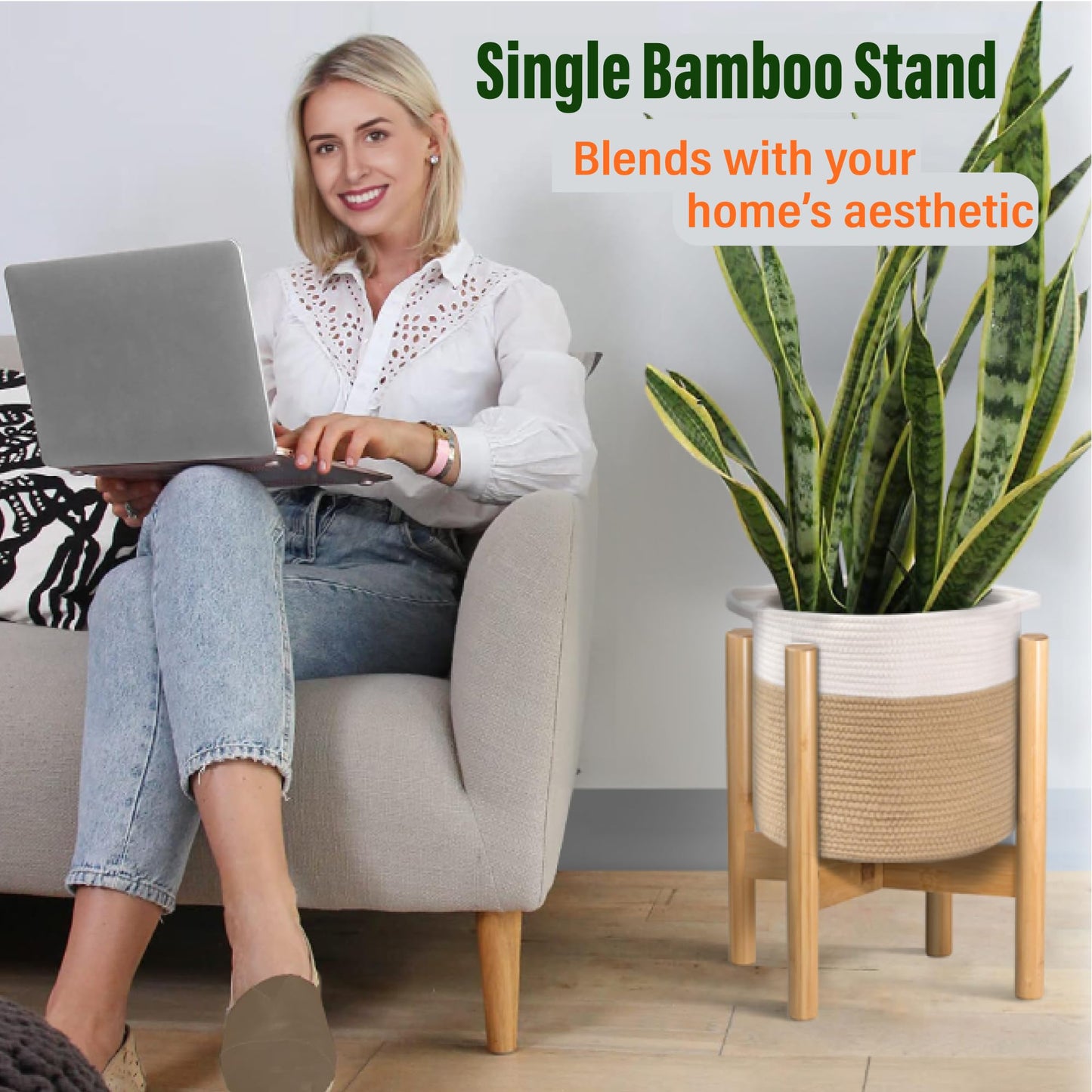 ZPirates Plant Stand for Indoor - Adjustable, Bamboo