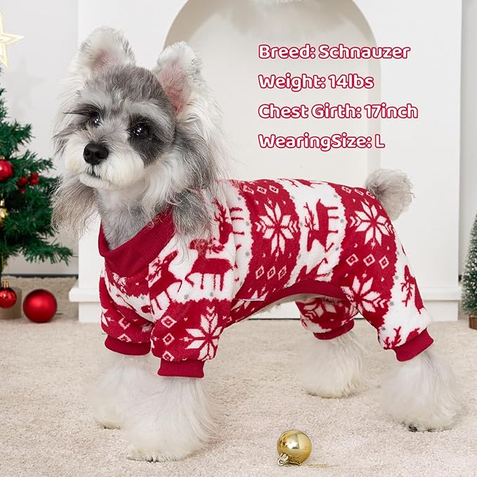 XPUDAC Christmas Dog Sweater Fleece Dog Pajamas for Small Medium Dogs Girl Boy Winter Puppy Clothes Holiday Puppy Onesie Cat Pjs Jammies, 2XL