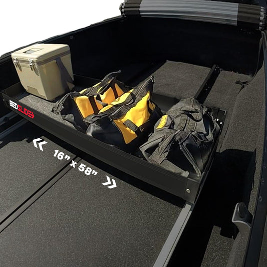 Bedslide Bedbin Upper Tray Truck Bed Organizer, Storage Attachment, Additional 16x58 Inches of Space for Organization, Black