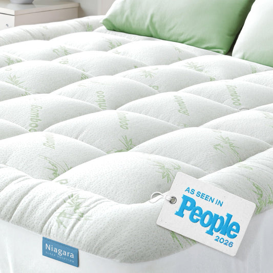Niagara Sleep Solution Ultra Soft King Size Mattress Topper - Rayon Derived from Bamboo Pillow Top Mattress Pad for Back Pain Relief - Naturally Cooling for Hot Sleepers, Green
