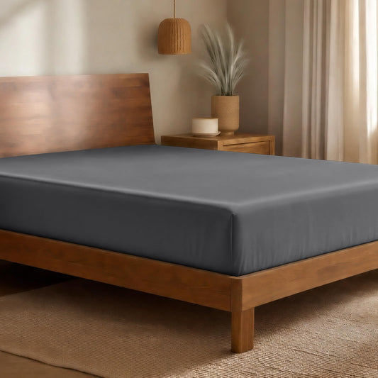 Bare Home 100% Rayon Made from Bamboo Luxury Queen Fitted Sheet - Deep Pockets - Cooling Sheet - Breathable - Easy Fit - Soft Bedding Bottom Sheet (Queen, Grey)
