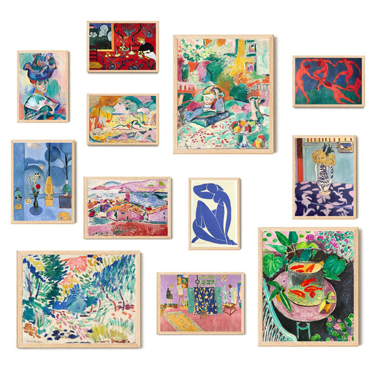 Matisse Wall Art Prints, Matisse Canvas Wall Art Decor, Vintage Eclectic Wall Posters Set, Colorful Matisse Abstract Painting Wall Decor Aesthetic for Bedroom Living Room Collage Decor 12Pcs(Unframed)