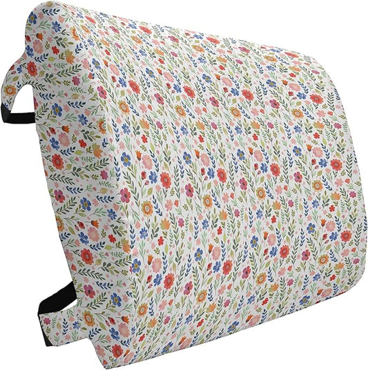 Ambesonne Watercolor Lumbar Back Support Pillow, Floral Patterned Illustration Leaves and Wildflowers Abstract Botanical, High Density Foam for Office Chairs Car Seats, 14" x 13", Violet Blue