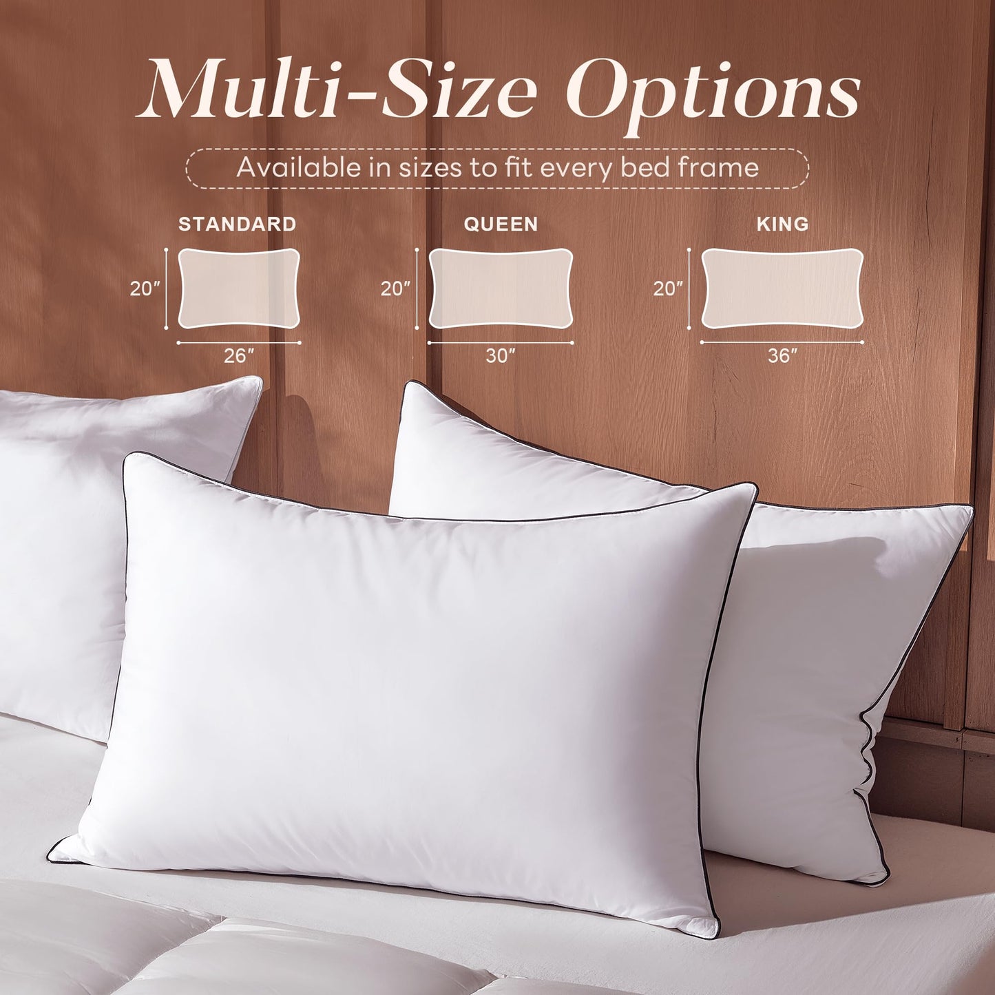 AQUZIN Feather Down Pillows Queen Size Set of 2, Luxury Hotel Collection Bed Pillow for Sleeping, 2 Pack, Fluffy Plush for Side, Back Sleepers Medium Firm, 20x30 in.