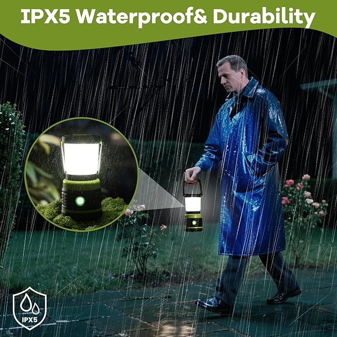LED Camping Lantern 1800LM Battery Powered Lantern,Waterproof Tent Light with 4 Light Modes, Camping Essentials, Portable Lantern Flashlight for Camping, Emergency Light, Power Outages, Hurricane 2pcs