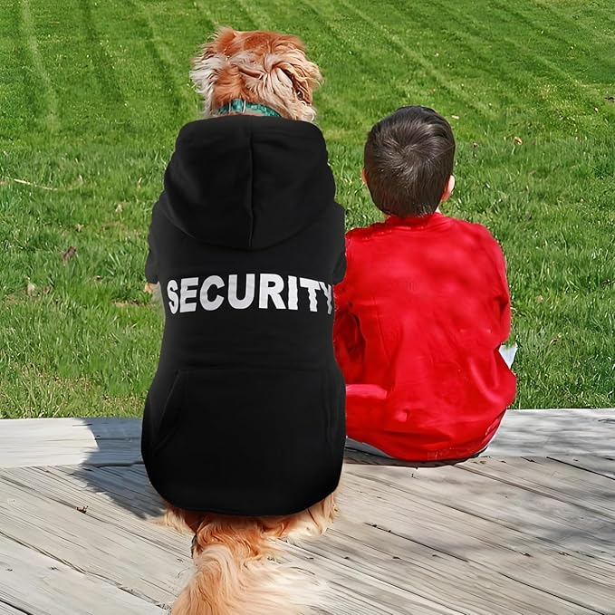 BAOBICUTE Dog Basic Hoodie Soft Dog Clothes Cold Weather Sweaters for Medium Large Dogs Cozy Fabric Warm Sweatshirt with Leash Hole (Security, Large)