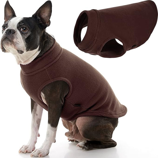 Gooby Stretch Fleece Vest Dog Sweater - Brown, X-Large - Warm Pullover Super Stretchy Fleece Dog Jacket for Small to Large Dogs