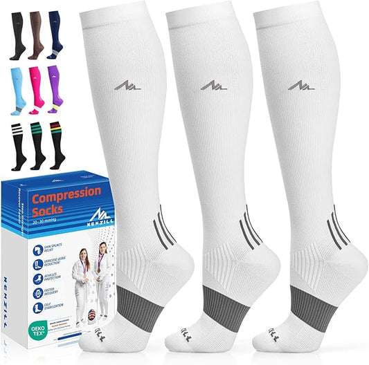 NEWZILL Medical Compression Socks for Women & Men, 20-30 mmHg Knee-High Support for Circulation, All-Day Comfort for Work Travel Running Cycling and Fitness