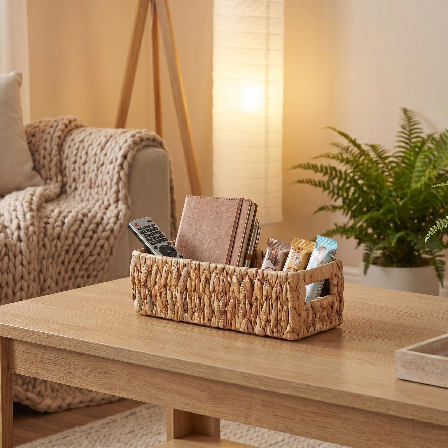 Water Hyacinth Wicker Storage Baskets, Natural, Set of 2