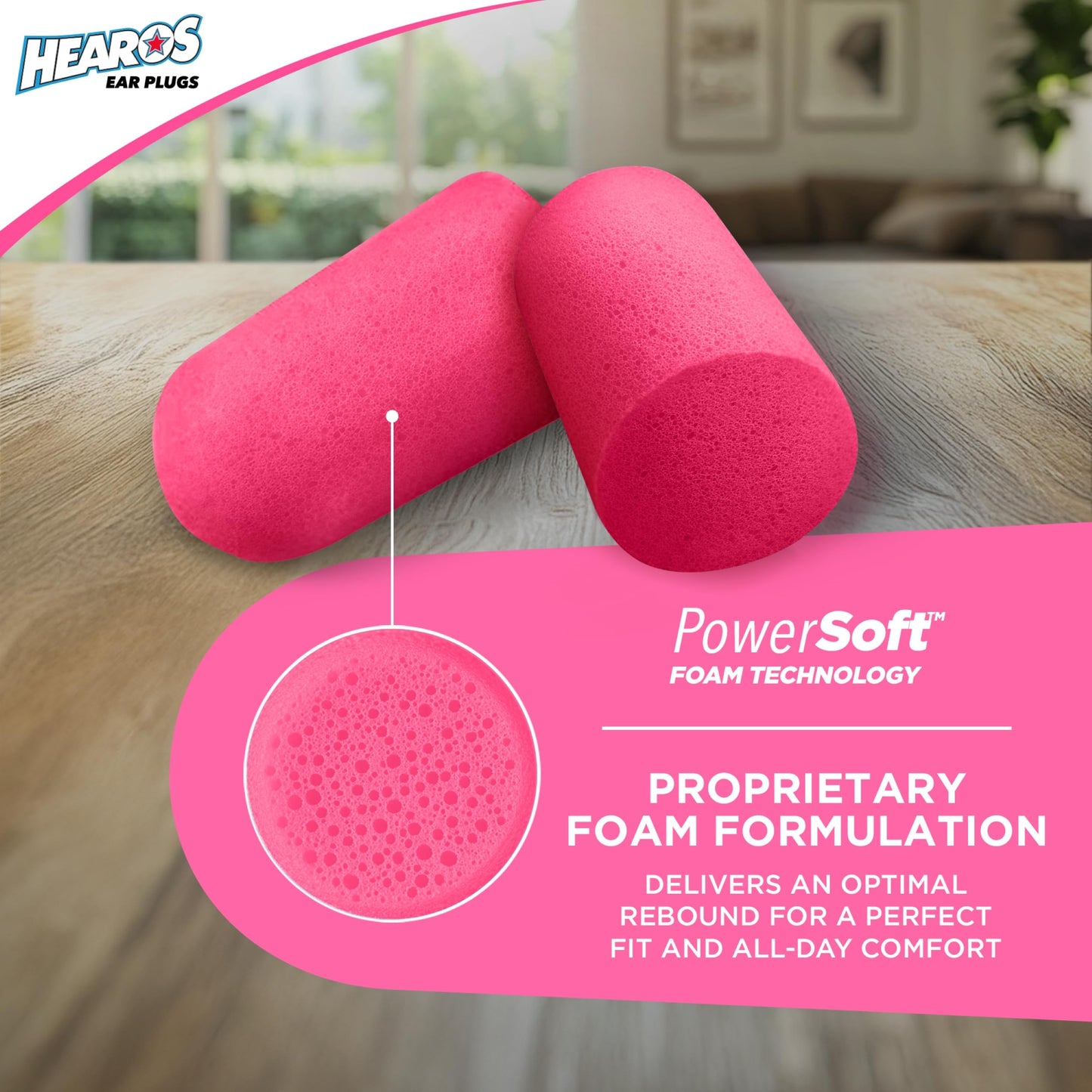 HEAROS Sleep Pretty in Pink, 100 Pair, NRR 32, PU Foam, Petite Sized, Pink (5199)