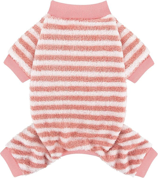 XPUDAC Stripe Dog Sweater Fleece Dog Pajamas Winter Pet Clothes for Small Medium Dogs Girl Boy Doggy Apparel for Cold Weather, XS
