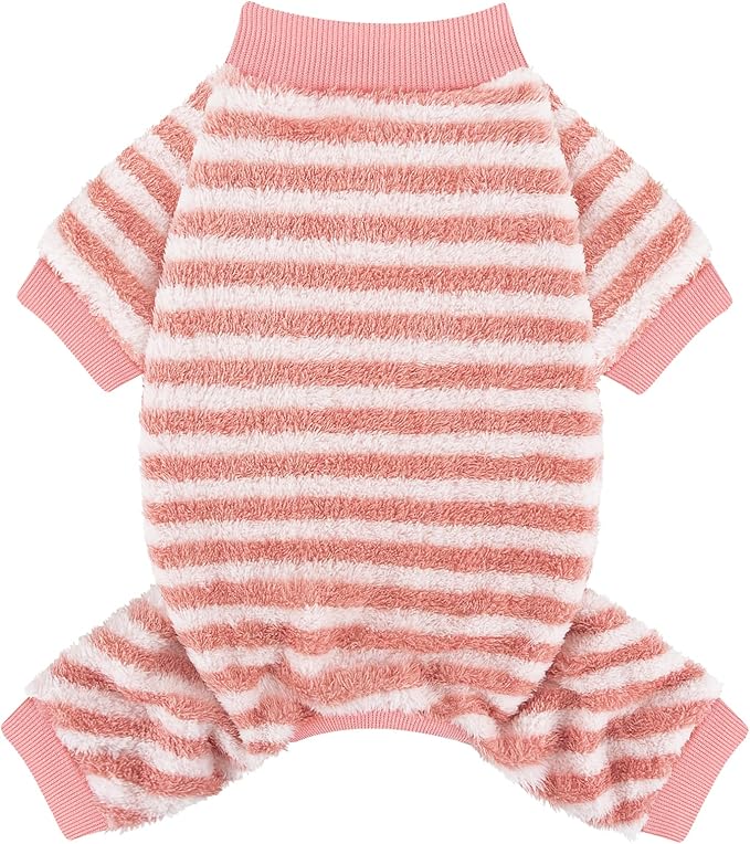 XPUDAC Stripe Dog Sweater Fleece Dog Pajamas Winter Pet Clothes for Small Medium Dogs Girl Boy Doggy Apparel for Cold Weather, L
