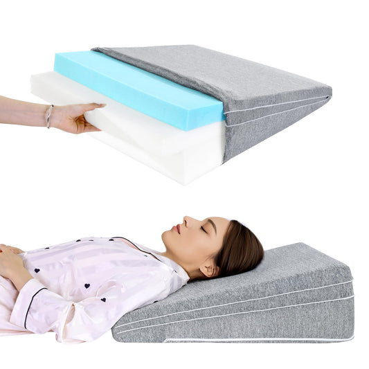 ROYALAY Adjustable Bed Wedge Pillow for Sleeping, Triangle Incline Wedge Pillow for Back Reduce Pressure, Memory Foam Pillow for Post Surgery, Back Support, Leg Elevation, Gerd Acid Reflux, Snoring