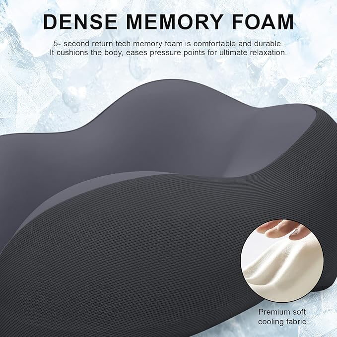 Travel Pillow for Airplane Memory Foam Neck Pillow, Soft & Support Travel Pillow for Travelling, Sleeping Rest, Car, Train and Home Use (Black)