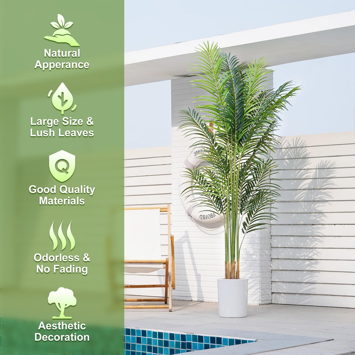 ProDeco Artificial Palm Tree 7.2Ft Tall Fake Potted Plant Faux Silk Green Floor Decorative Large Artificial Plants Indoor for Office Home Living Room Outdoor Decor