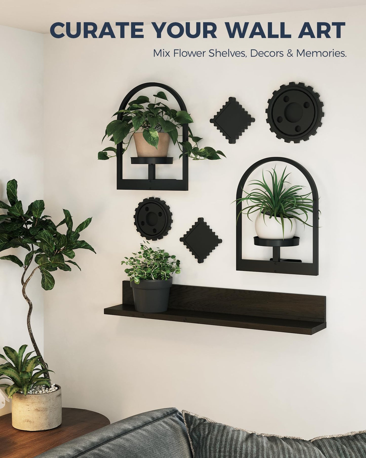 Bamworld Plant Stand Indoor, Plant Hanger Wall Planters for Indoor Plants Window Plant Shelves Plant Holder Wall Decor, Room Decor, Round (Patent Design)