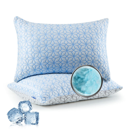 Bed Pillows Queen Size Set of 2,Cooling Pillow Memory Foam Pilows 2 Pack, Adjustable Foam Sleeping Pillows with Washble Pillowcase for Side Back Stomach Sleepers