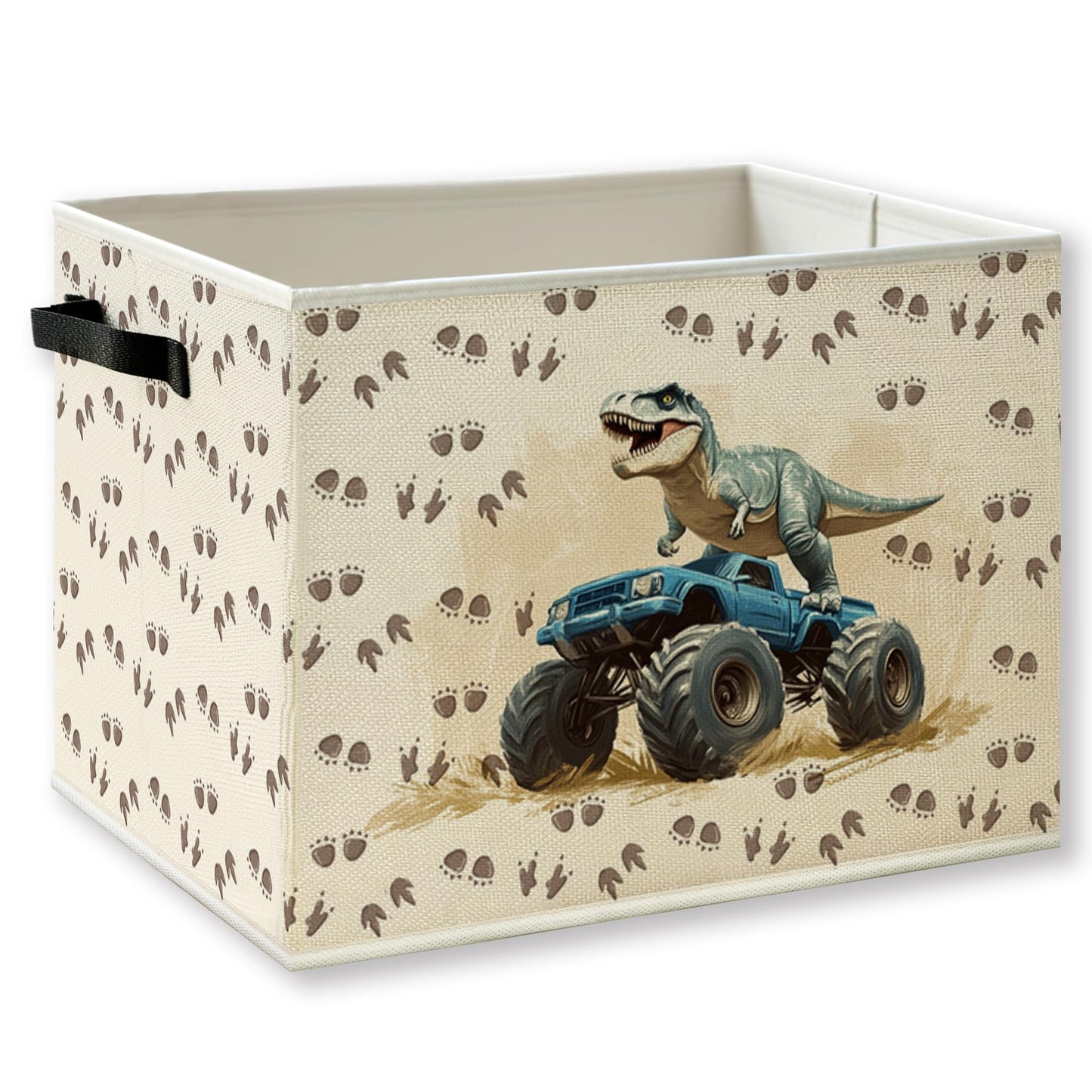 KSDUT Dinosaur Nursery Foldable Storage Bins Box with Handles, Monster Truck Dinosaur Kids Playroom Collapsible Foldable Basket Organizer for Kids Boy Nursery Bedroom Bathroom Clothes Toys Books