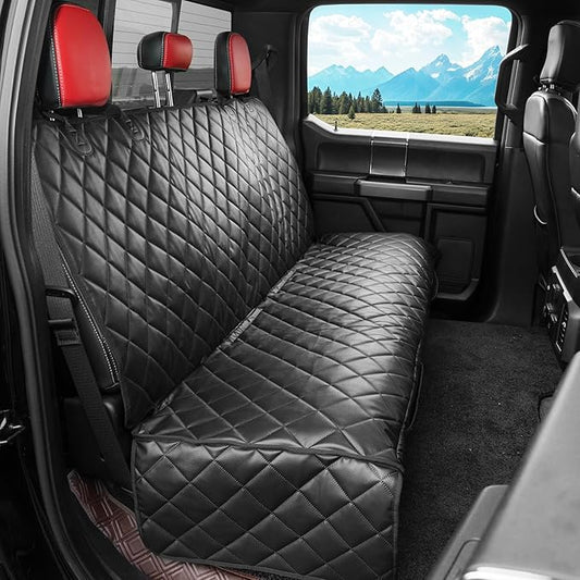 Dog Truck Seat Cover for Back Seat,Waterproof Truck Back Seat Cover for Dogs ,Heavy-Duty Scratchproof Pu Leather Bench Seat Covers for Trucks Ford F150/Chevrolet Silverado/Ram1500/GMC Sierra/Toyota
