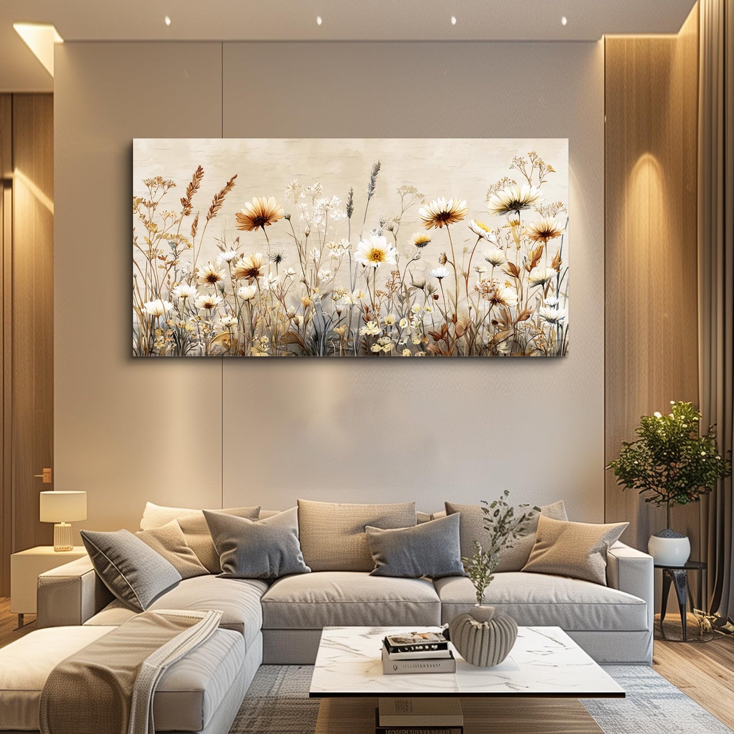 XIGUANGART Floral Wall Art, Large Wall Art, Flower Pictures Wall Decor, Elegant Meadow Wildflowers Art Prints, Nature Aesthetic Paintings for Living Room Bedroom Bathroom Kitchen Farmhouse 20"x40"