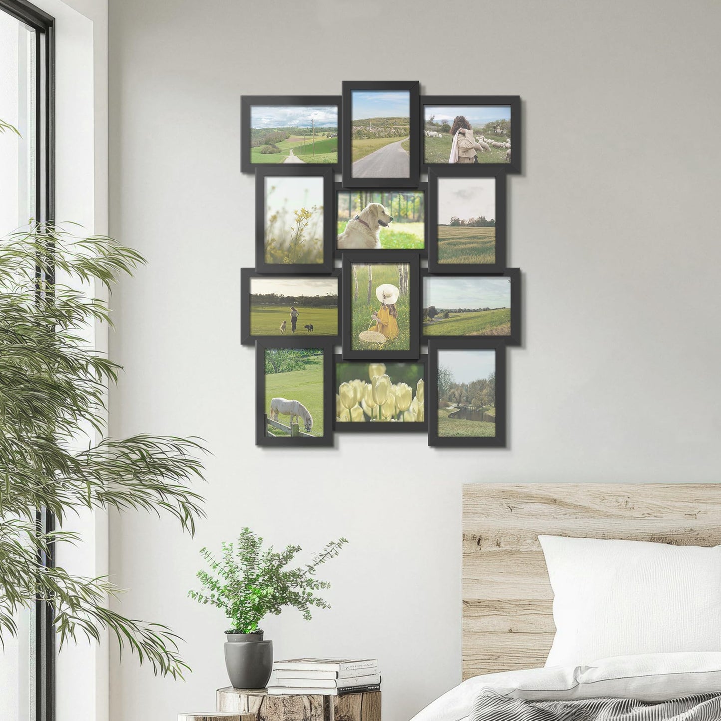 DUENPY 4x6 Picture Frame Collage, 12-Pack Picture Frames Collage Wall Decor, Set with Glass Front, Assembly Required, Black