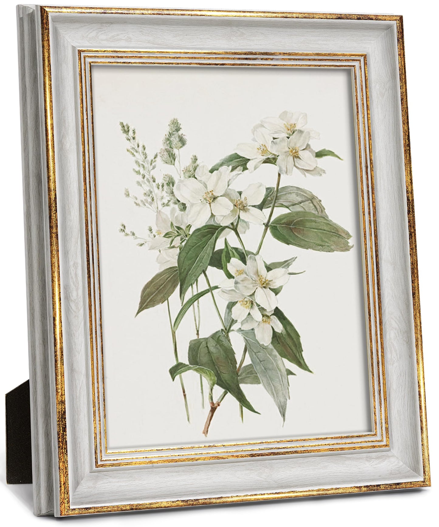 Sonefreiy 8x10 Picture Frame, White Gold Vintage Antique Retro 8 x 10 Photo Frame Desk and Wall Hanging Wedding Gift for Mom Grandma Family Friends