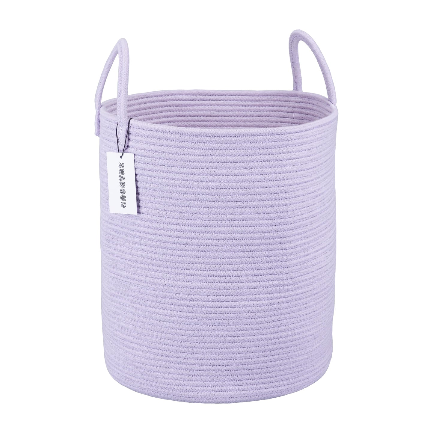 XUANGUO Rope Laundry Basket Hamper for Clothes Woven Storage Basket for Living Room Bedroom Boho Tall Rope Baskets for Blanket Toys Pillow Towels Baby Nursery Hamper Bin Large purple or lavender