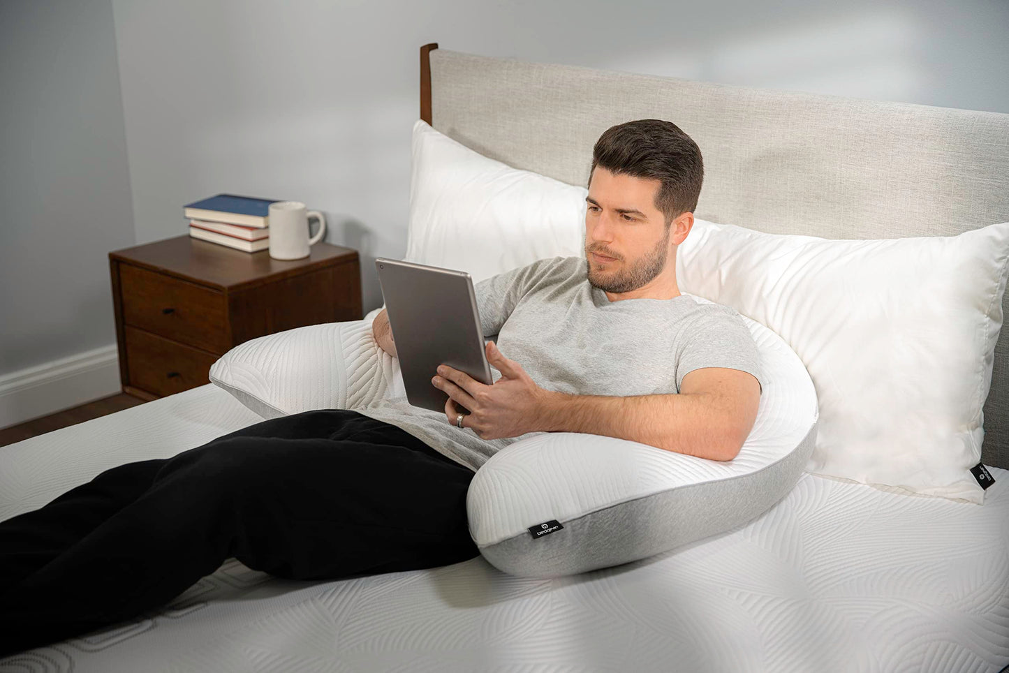 Bedgear Full Body Pillow - U-Shaped Design Ideal for Multiple Sleeping Positions - Provides Cooling and Conforming Support for Pregnant Women - Dual-Sided Washable and Removable Cover - 54" x 15"