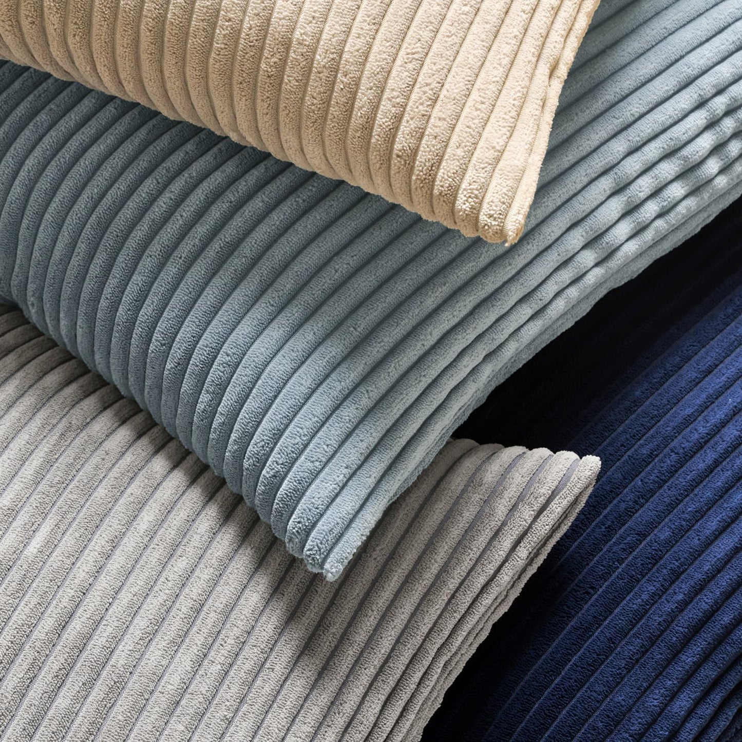 MIULEE Decorative Corduroy Pillow Covers Soft Solid Pack of 2 Cushion Cases Boho Square Throw Pillow Covers Dusty Blue Coastal Pillowcases for Couch Chair Sofa Bed Living Room Home Decor 18 x 18 Inch