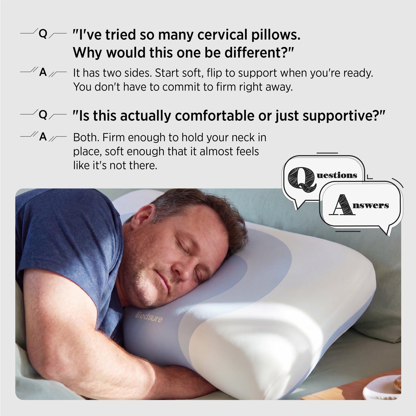 Bedsure Cervical Neck Pillow Set of 2 - Memory Foam Pillows for Ergonomic Orthopedic Support Pillow for Neck Pain Relief, Contour Pillow for Side & Back Sleepers