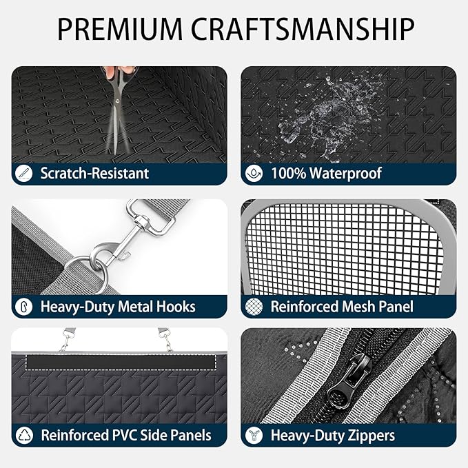 Upgraded Durable Hard Bottom Dog Car Seat Cover with EPE Sponge Cushion,Foldable Dog Rear Seat Protector,Waterproof Pet Car Seat Hammock, Seamless Car Back Seat Extender for SUV,Truck(L)