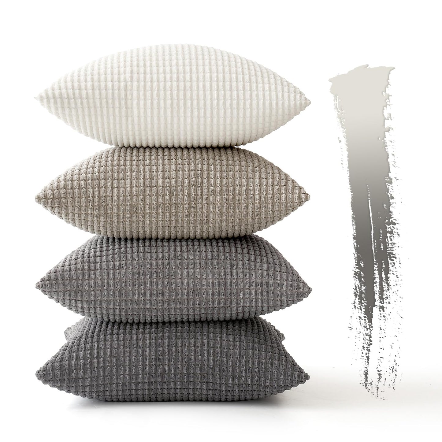 MIULEE Timeless Neutral Pillow Covers 20x20 Inch Set of 4 Mid Century Modern Grey Throw Pillows Rustic Corduroy Couch Pillowcases Nordic Home Decor for Sofa Living Room Bed
