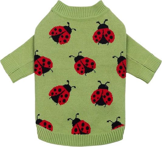 Fitwarm Ladybug Dog Sweater, Warm Dog Winter Clothes for Small Dogs Boy Girl, Pet Outfit, Green, Red, Black, XL