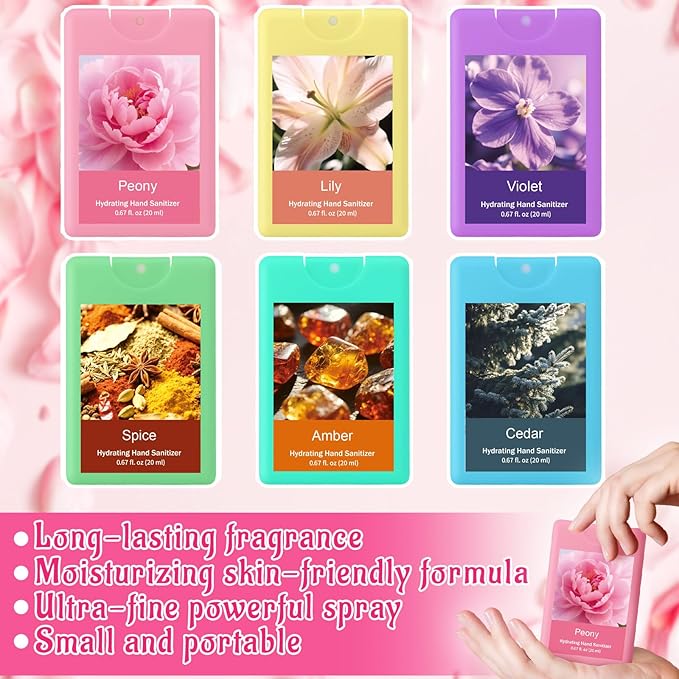 Dansib 24 Pack Hand Sanitizer Spray Bulk Mist Hydrating Scented Travel Size Hydrating Hand Sanitizers Refillable Essential for Friend Coworker Family Daily Travel Outdoor