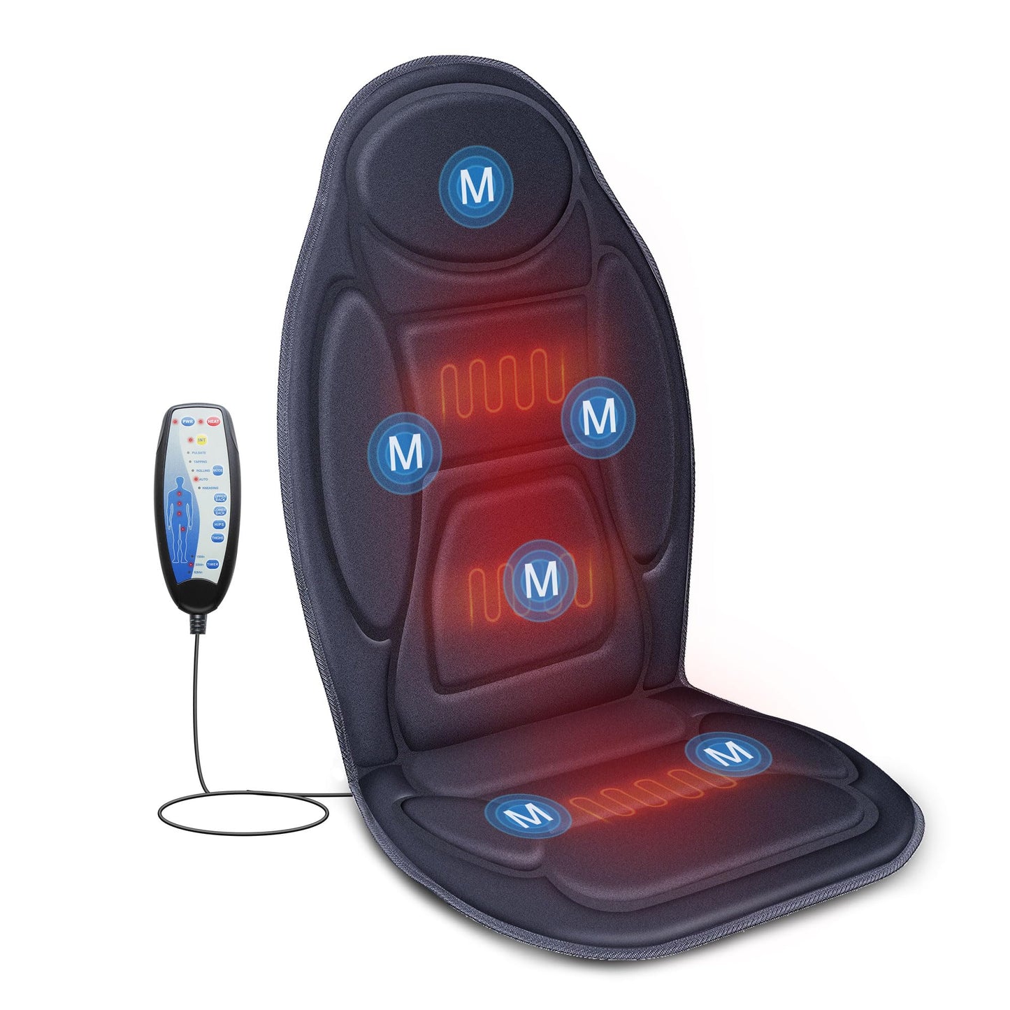 Snailax Vibration Back Massager with Heat, Massage Seat Cushion with 6 Vibrating Motors and 2 Heat Levels, Massage Chair Pad for Home Office use, Gifts for Mom