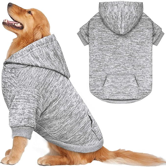 Dog Sweaters for Large Dogs,Dog Hoodie Fleece Pet Sweater Soft Clothes Sweatshirt with Pocket Pet Hoodie for Large Dogs(Grey&XL)