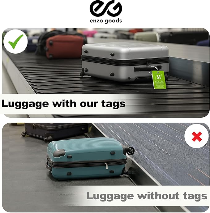 Personalized Luggage Tag | 10 Pack | Custom Luggage Tags for Suitcases | Kids Backpack Tag | 10 Color Options & Choose Font, Font Color