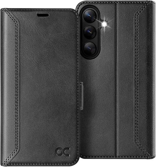 OCASE Compatible with Galaxy S25 Plus Wallet Case, PU Leather Flip Folio Case with Card Holders RFID Blocking Kickstand [Shockproof TPU Inner Shell] Protective Phone Cover 6.7 Inch, Retro Graphite