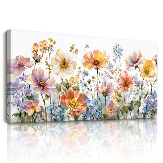 SERIMINO Large Wall Art, Floral Wall Art, Nature Wall Decor, Colorful Wildflowers Botanical Prints, Flower Canvas Picture, Plant Paintings for Living Room Bedroom Bathroom Kitchen Farmhouse 20"x40"