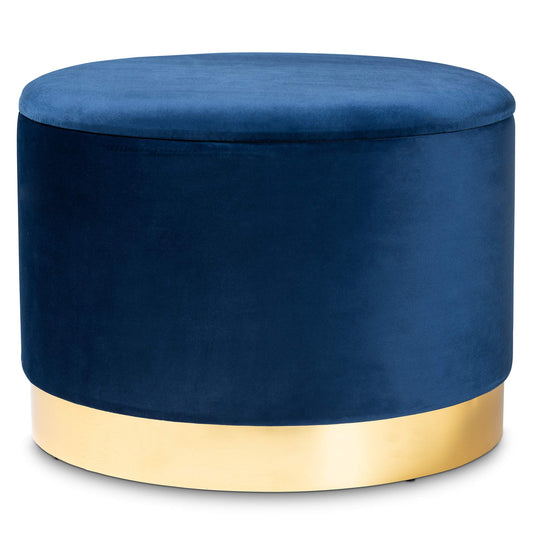 Baxton Studio Ottomans, Navy Blue/Gold