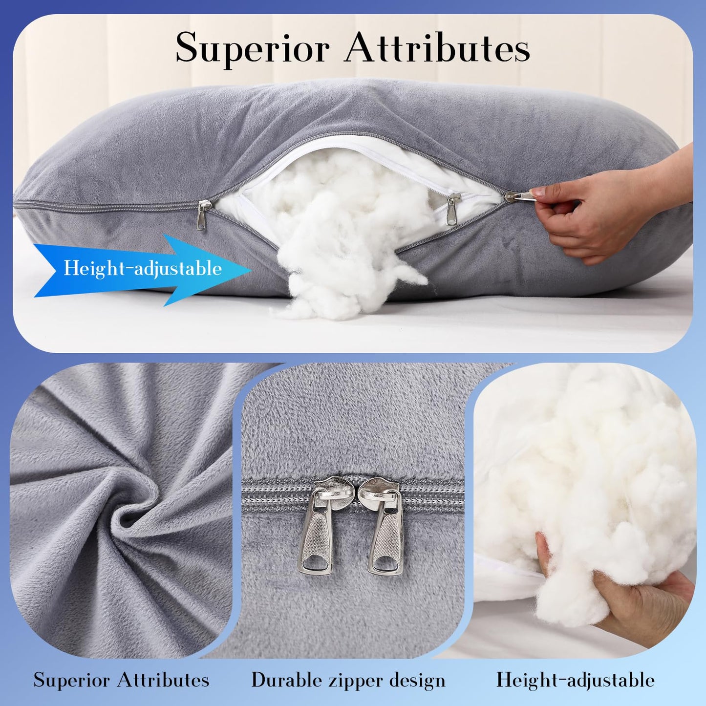 Pregnancy Pillows for Sleeping, U Shaped Full Body Maternity Pillow with Removable Velvet Cover - Support for Back, Legs, Belly, Hips for Pregnant Women, 57 Inch Pregnancy Pillow for Women, Grey