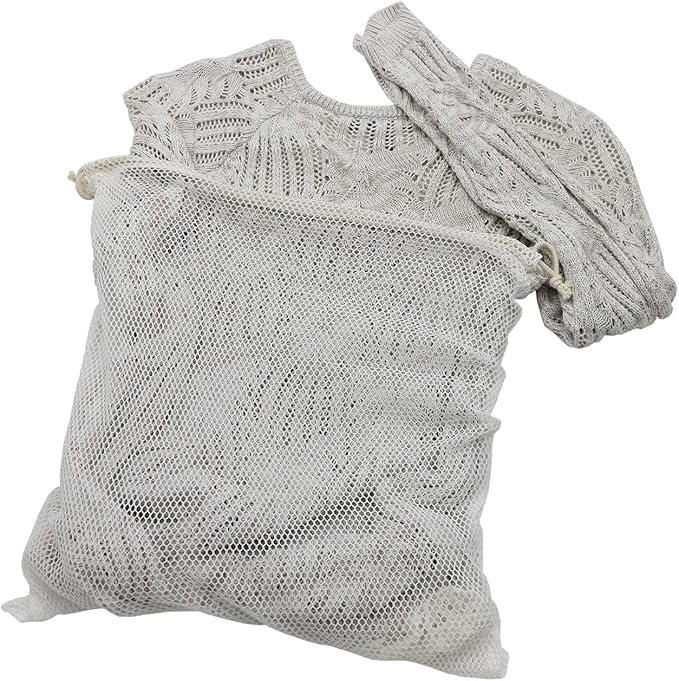 Simple Ecology Organic Cotton Mesh Laundry Bag; Machine Washing Bags for Delicates, Lingerie and Garments, Set of 3 (S, M, L)