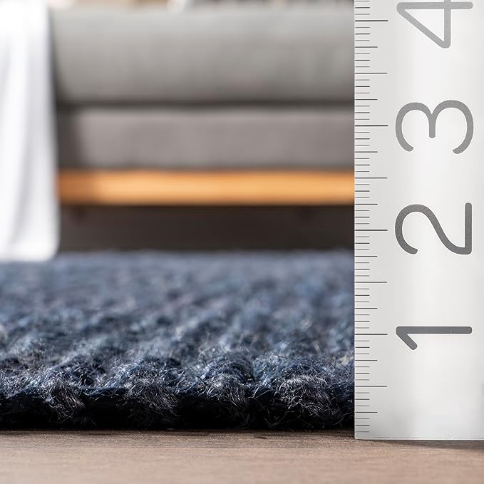 Nuloom Daniela Navy, 4' x 6', Handmade, Jute, Tassel, Soft and Textured, High Traffic, Stain Resistant, Easy Clean, Durable Area Rug for Bedroom, Living Room, Dining Space, Foyer, Entryway
