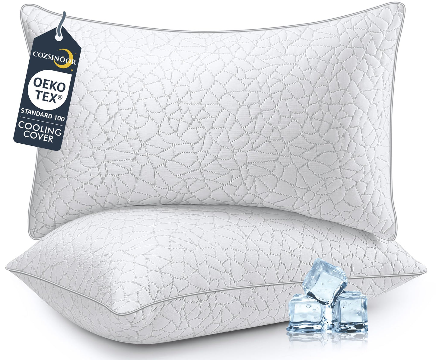 COZSINOOR Bed Pillows Queen Size - Breathable Premium Down Alternative Pillows Set of 2 for Side, Back, and Stomach Sleepers Cooling Hotel Quality Fluffy Soft Microfiber Fill Skin-Friendly