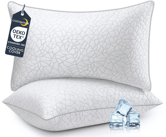 COZSINOOR Bed Pillows Queen Size - Breathable Premium Down Alternative Pillows Set of 2 for Side, Back, and Stomach Sleepers Cooling Hotel Quality Fluffy Soft Microfiber Fill Skin-Friendly